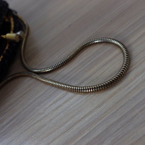 VINTAGE Black Beaded Clutch Formal Evening Purse Allover Gatsby Retro LA REGALE - Picture 9 of 10